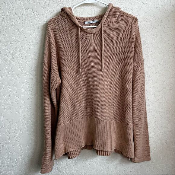 T by Alexander Wang Tan Knit Hooded Sweater Women’s Size Small - Picture 5 of 6